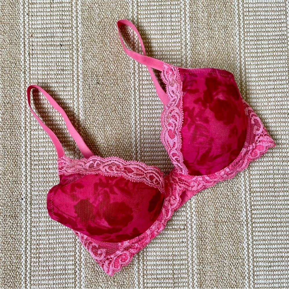 Natori Pink & Fuchsia Floral Lace Bra 32D